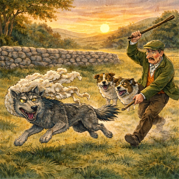 Der Wolf im Schafspelz: Der Hirte vertreibt den Wolf