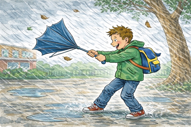 Der fliegende Regenschirm