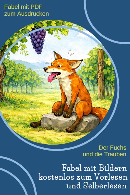 Fabel mit Bildern, kostenlos zum Ausdrucken: Der Fuchs und die Trauben