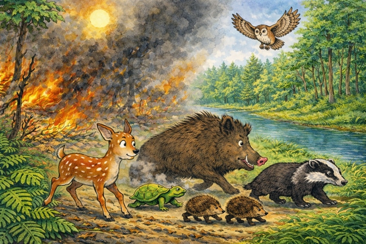 Fabel: Das Rehkitz und das große Feuer