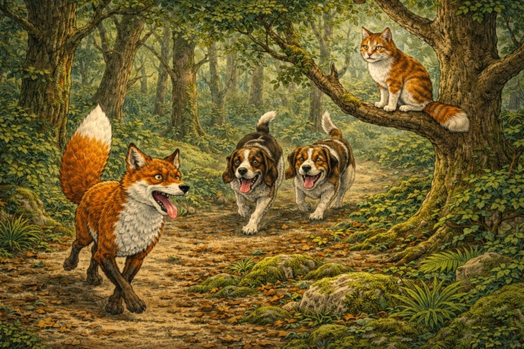 Fabel: Der Fuchs und die Katze