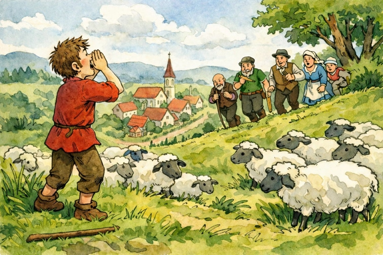 Fabel nach Äsop: Der Hirtenjunge und der Wolf