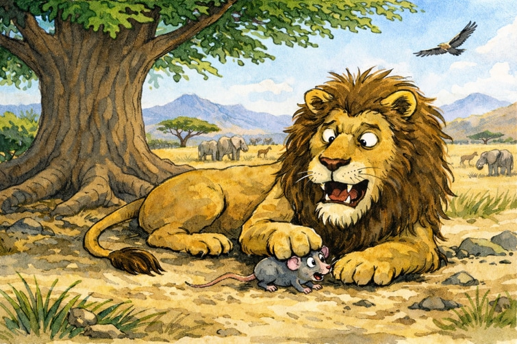 Fabel: Der Löwe und die Maus