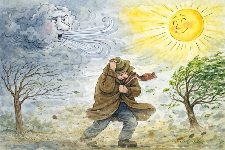 Fabel: Der Wind und die Sonne