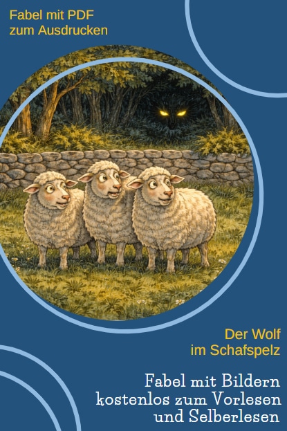 Fabel mit Bildern, kostenlos zum Ausdrucken: Der Wolf im Schafspelz