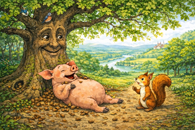 Fabel: Die Eiche und das Schwein