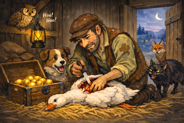 Fabel: Die Gans, die goldene Eier legte