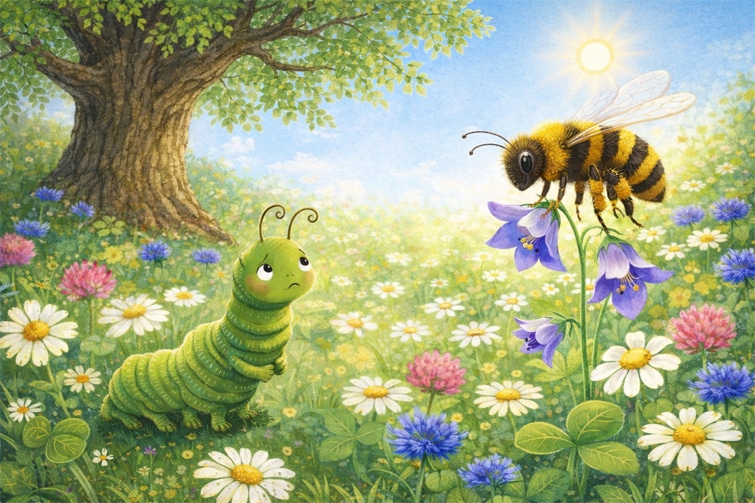 Fabel: Die Raupe und die Biene