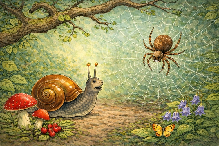 Moderne Fabel: Die stolze Schnecke, hier mit Spinen