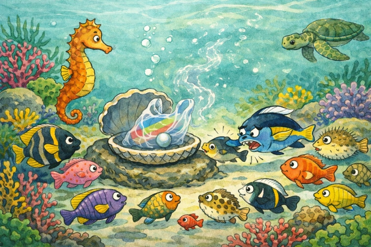 Fabel: Im Seepferdchen-Unterricht