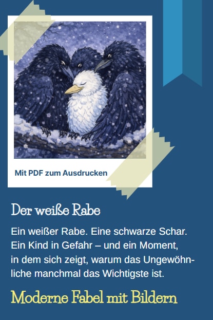 Kaspe Rabe Der weiße Rabe Fabel mit Bildern über Vorurteile