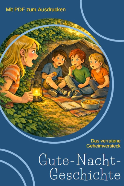Das verratene Geheimversteck: Sommer-Gute-Nacht-Geschichte mit PDF zum Ausdrucken