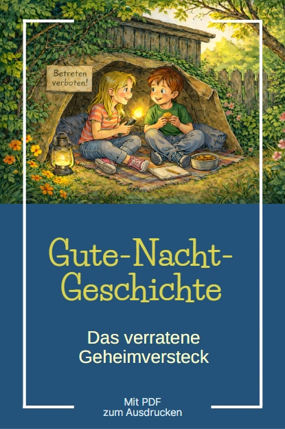 Das verratene Geheimversteck: Kinder-Gute-Nacht-Geschichte für den Sommer, mit PDF zum Ausdrucken
