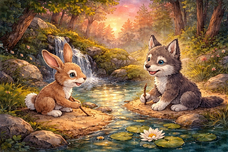 Der Hase und das Wolfskind - Gute-Nacht-Geschichte