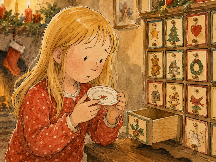 Der geheimnisvolle Adventskalender - kleiner Teller in Schublade