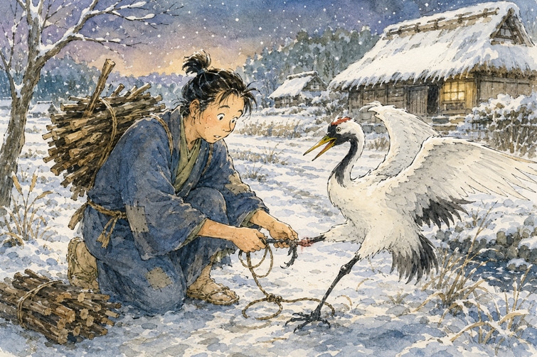 Die dankbare Kranichfrau - japanisches Märchen