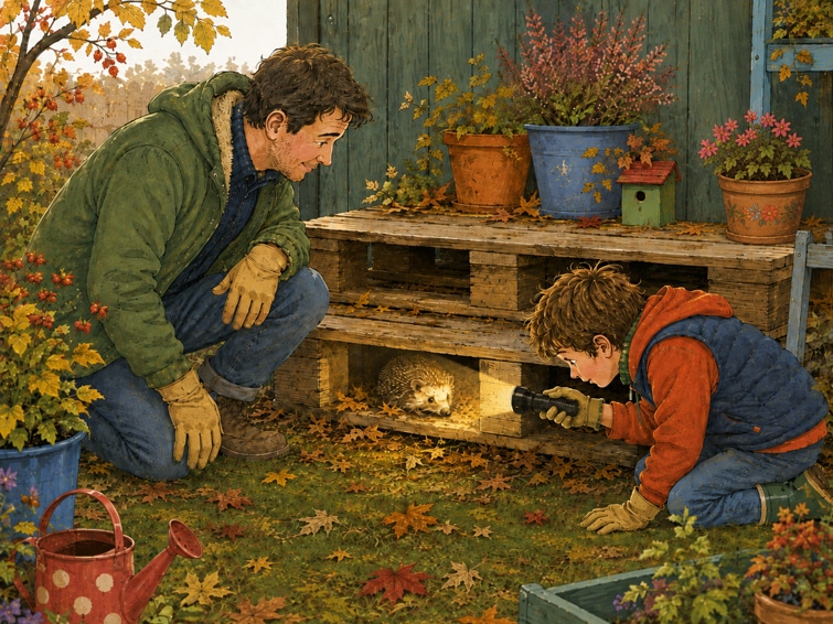 Der Igel unter den Paletten - eine Gute-Nacht-Geschichte für den Herbst