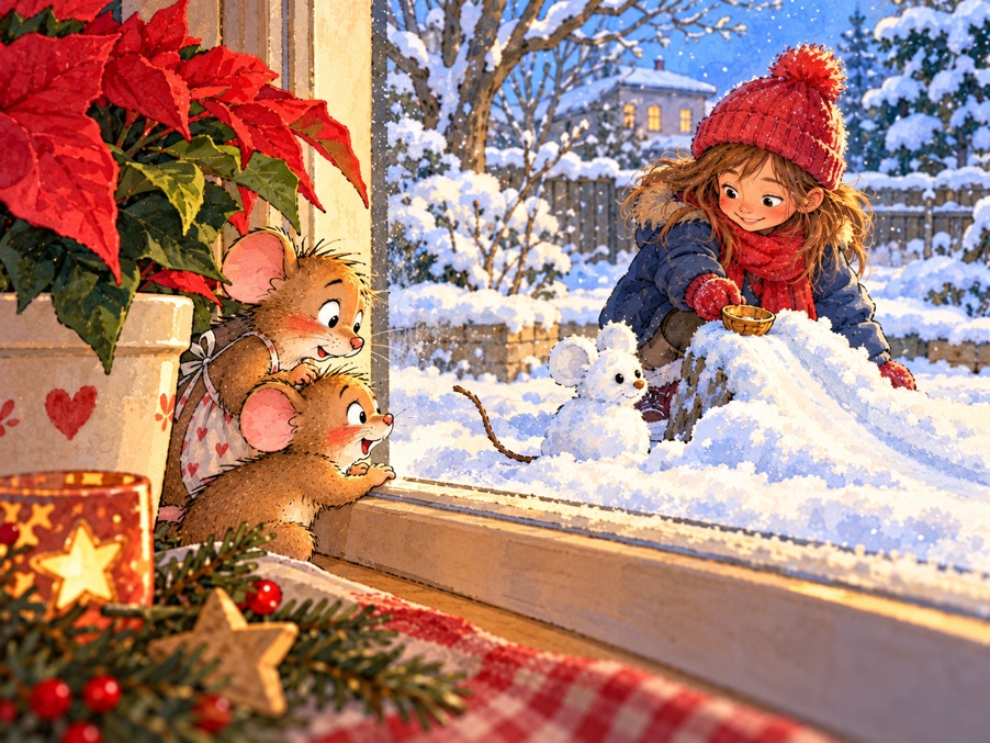 Weihnachtsgeschichte mit Mäuschen Mika: die Rodelbahn wird gebaut