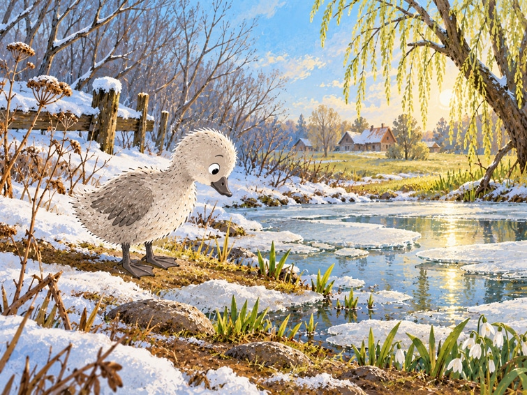 Das hässliche Entlein alleine im Winter