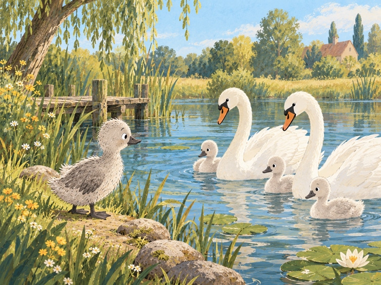 Das hässliche Entlein am Schwanenteich