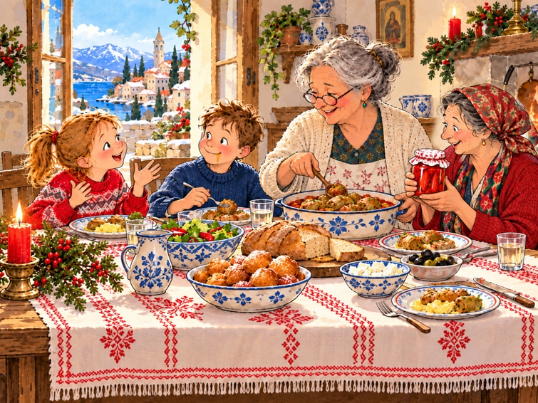Weihnachtsgeschichte: Die Glücksbringerin, hier mit festlichem Weihnachtsessen