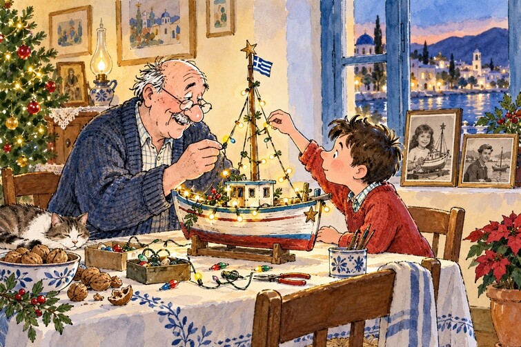 Das Versprechen an den Großvater - Weihnachtsgeschichte mit Weihnachtsbrauch aus Albanien Das fehlende Licht, Weihnachtsgeschichte