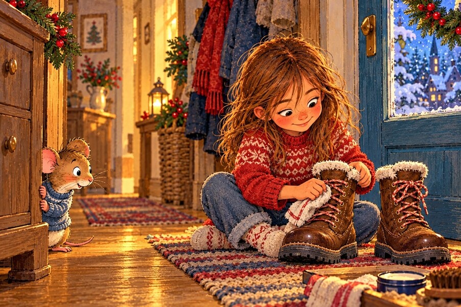 Das Versprechen an den Großvater - Weihnachtsgeschichte mit Weihnachtsbrauch aus Albanien Weihnachtsgeschichte: Mäuschen Mika und der kleinste Nikolausstiefel